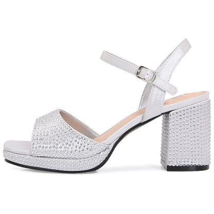 Lady Couture Judy 3” Block Heel Sandals in Silver