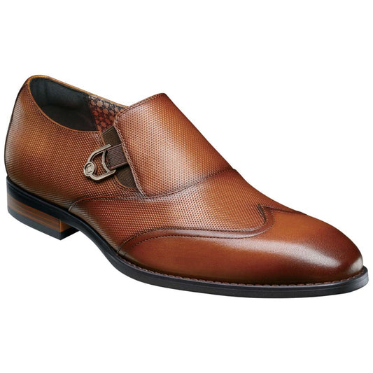 Stacy Adams Lockwood Wingtip Ornament Cognac Slip On Dress Shoes for Men