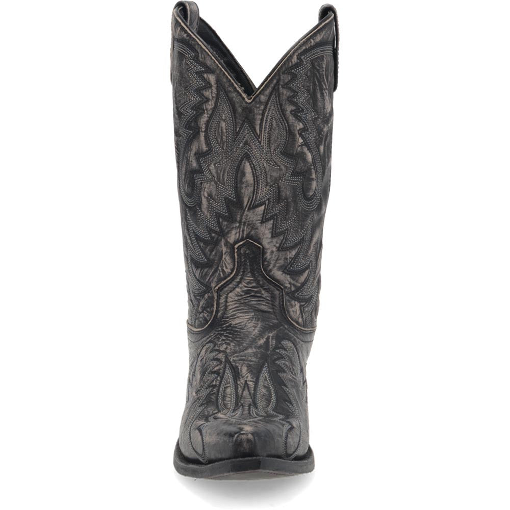 Laredo Garrett Black Distress Leather Snip Toe Western Cowboy Boot (US Men Size)