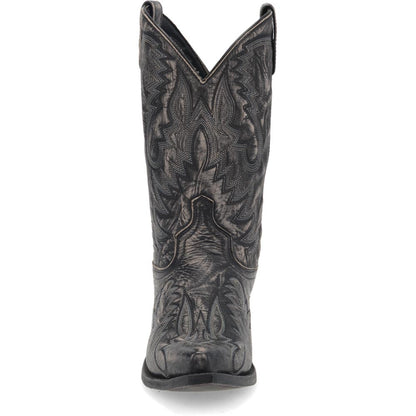 Laredo Garrett Black Distress Leather Snip Toe Western Cowboy Boot (US Men Size)
