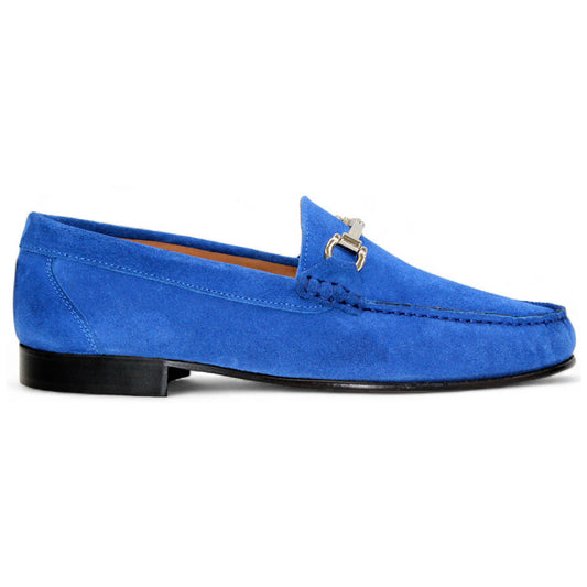 Termoli Ocean Blue Suede Leather Slip On | Duca Dress Loafers for Men