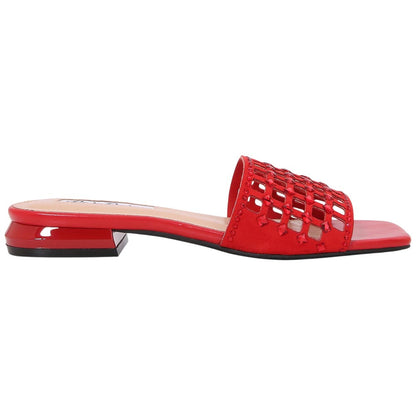 Lady Couture Women's Garden Red Geometric Crystal Flat Slide Sandals