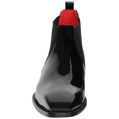 Emilio Franco Leonardo Black Patent Leather Chelsea Dress Boots