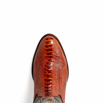 Denver Genuine Ostrich Leg Skin Cognac Cowboy Boot | Marco Di Milano Western Boots