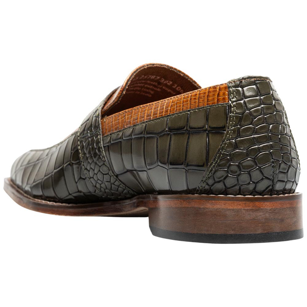 Stacy Adams Rubiano Moc Toe Buckle Strap Slip-On - Olive Multi