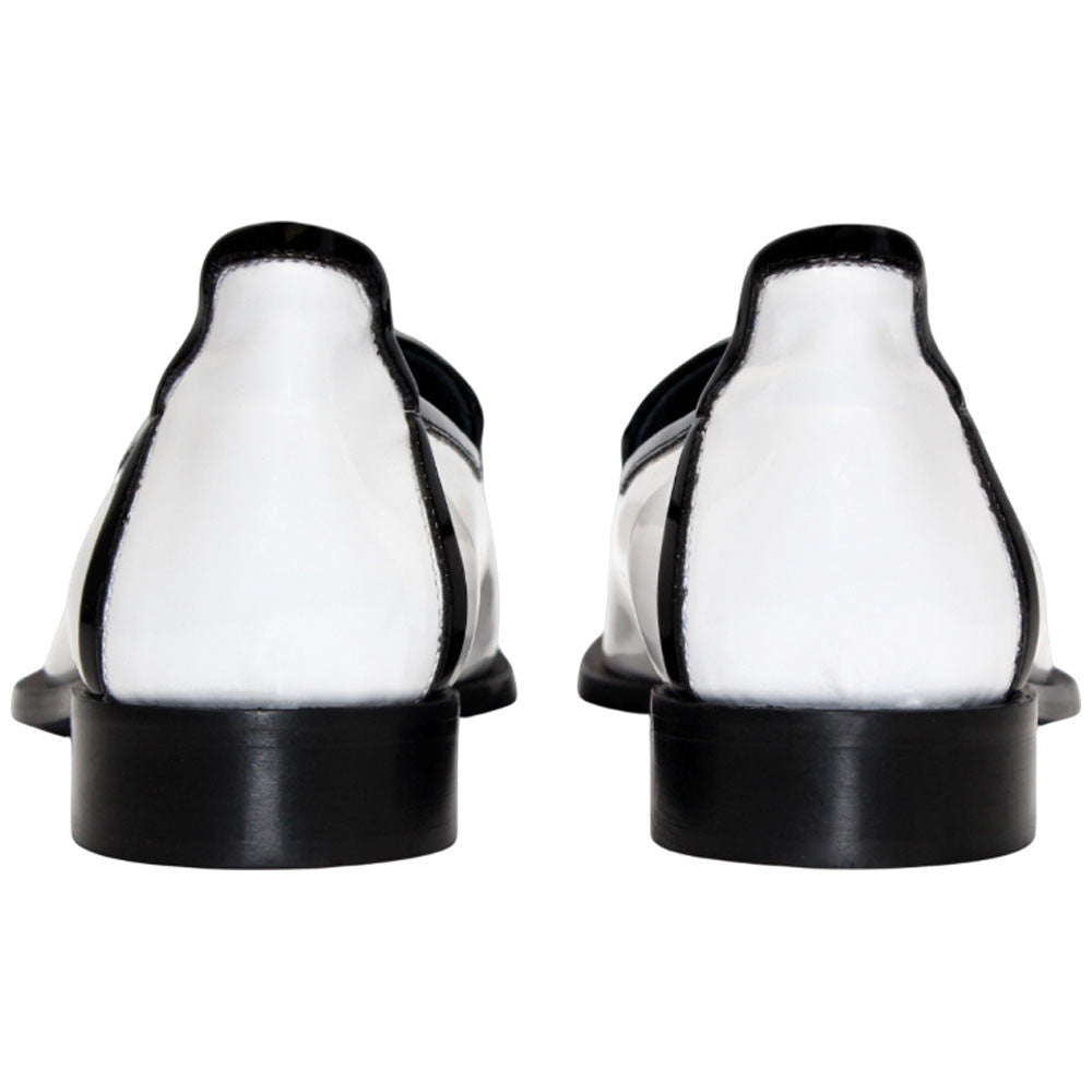 Fano Black & White Patent Leather Slip On | Duca Dress Loafers for Men