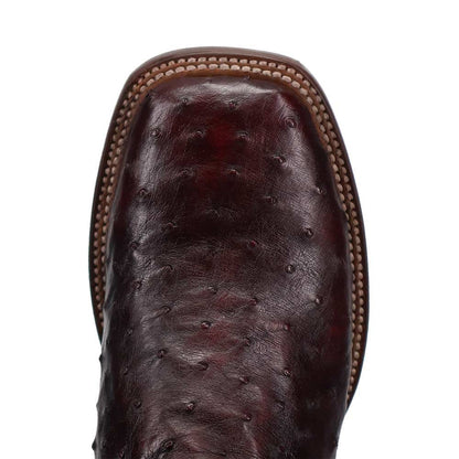 Dan Post Men’s Alamosa Black and Cherry Full Quill Ostrich Boots - shoeclassix.com