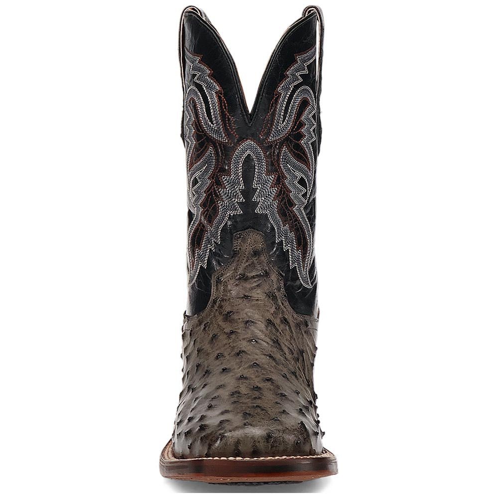 Dan Post Men’s Alamosa Grey/Black Full Quill Ostrich Boots - shoeclassix.com