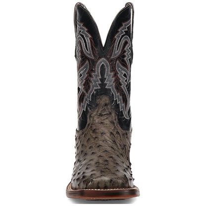 Dan Post Men’s Alamosa Grey/Black Full Quill Ostrich Boots - shoeclassix.com