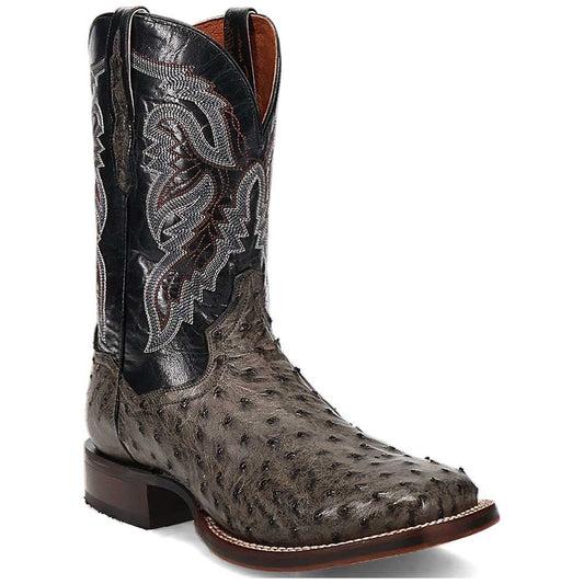 Dan Post Men’s Alamosa Grey/Black Full Quill Ostrich Boots - shoeclassix.com