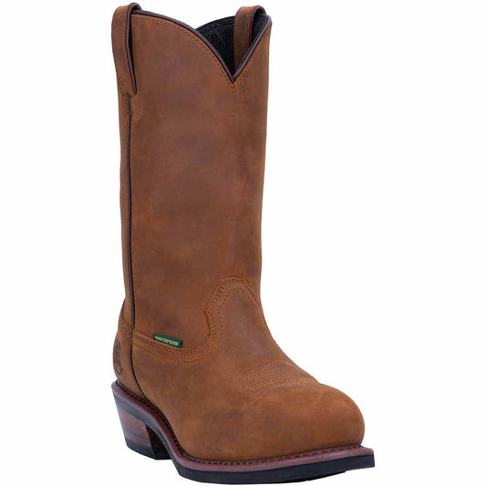 Dan Post Men’s Albuquerque 12” Round Toe Mid Brown and Tan Leather Cowboy Boot - shoeclassix.com