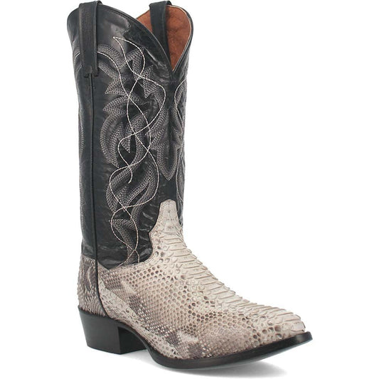 Dan Post Men’s Manning Black and Natural Python 13” Round Toe Leather Boot - shoeclassix.com