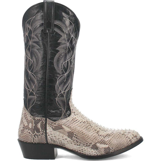 Dan Post Men’s Manning Black and Natural Python 13” Round Toe Leather Boot - shoeclassix.com