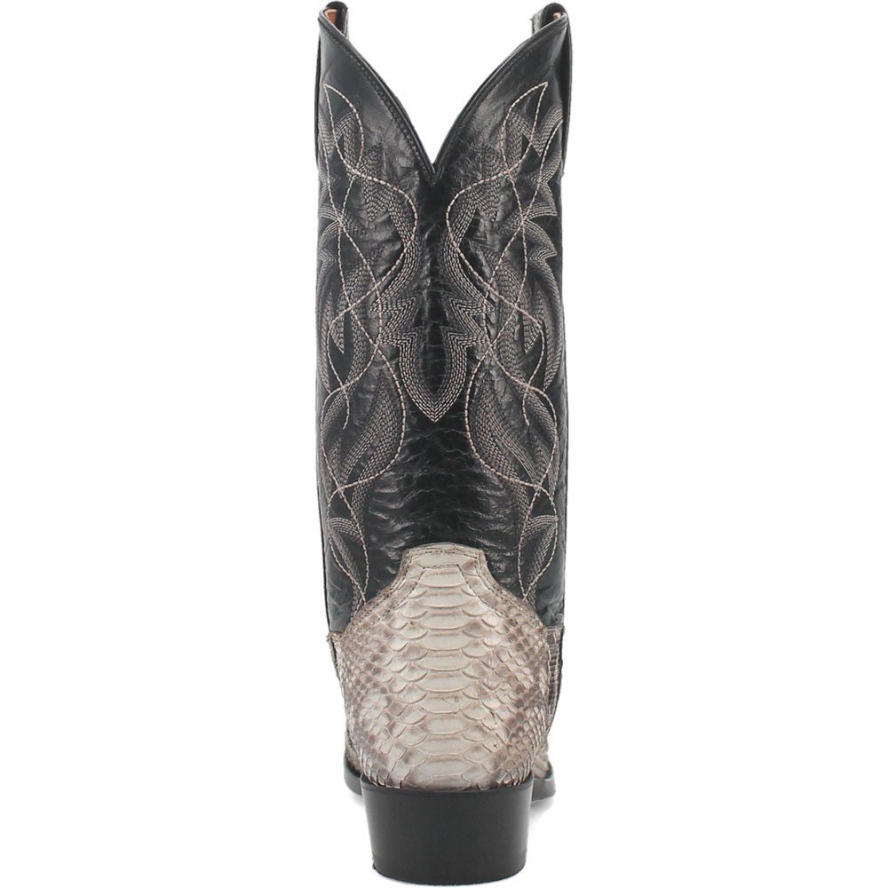 Dan Post Men’s Manning Black and Natural Python 13” Round Toe Leather Boot - shoeclassix.com