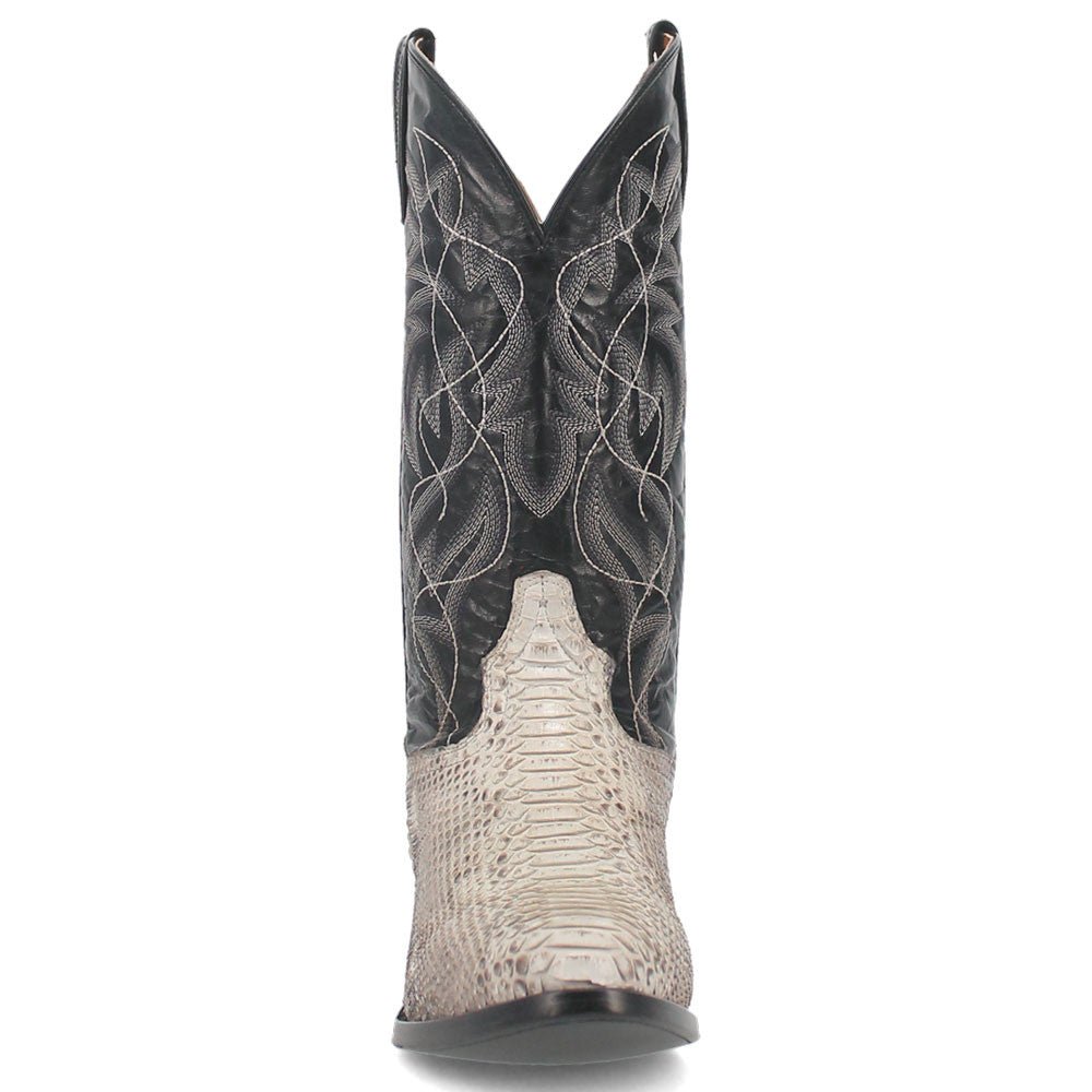 Dan Post Men’s Manning Black and Natural Python 13” Round Toe Leather Boot - shoeclassix.com