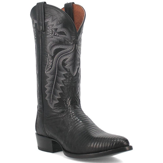 Dan Post Men’s Winston Black Exotic Lizard Leather 13” Round Toe Cowboy Boot - shoeclassix.com