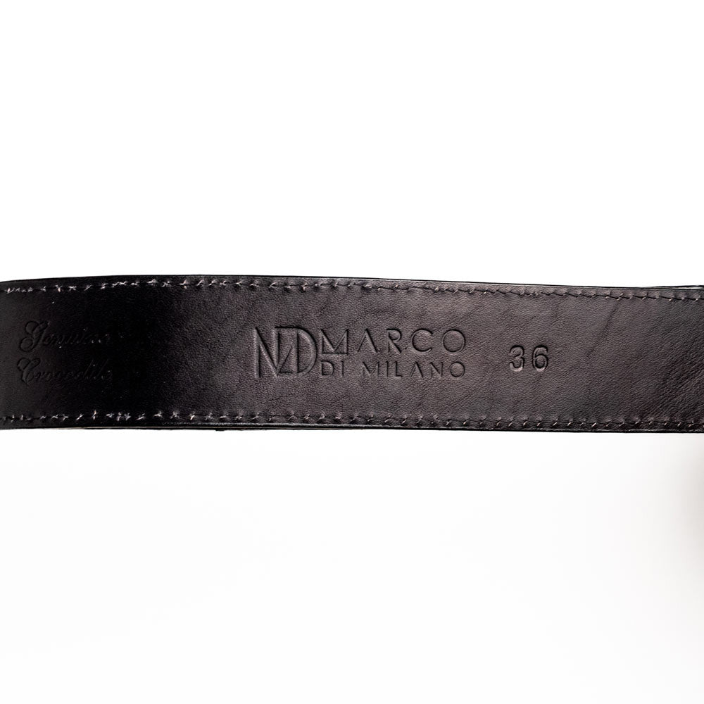 Iowa Genuine Caiman Crocodile Skin Belt in Black with Antique Western Buckle | Marco Di Milano Exotic Belt