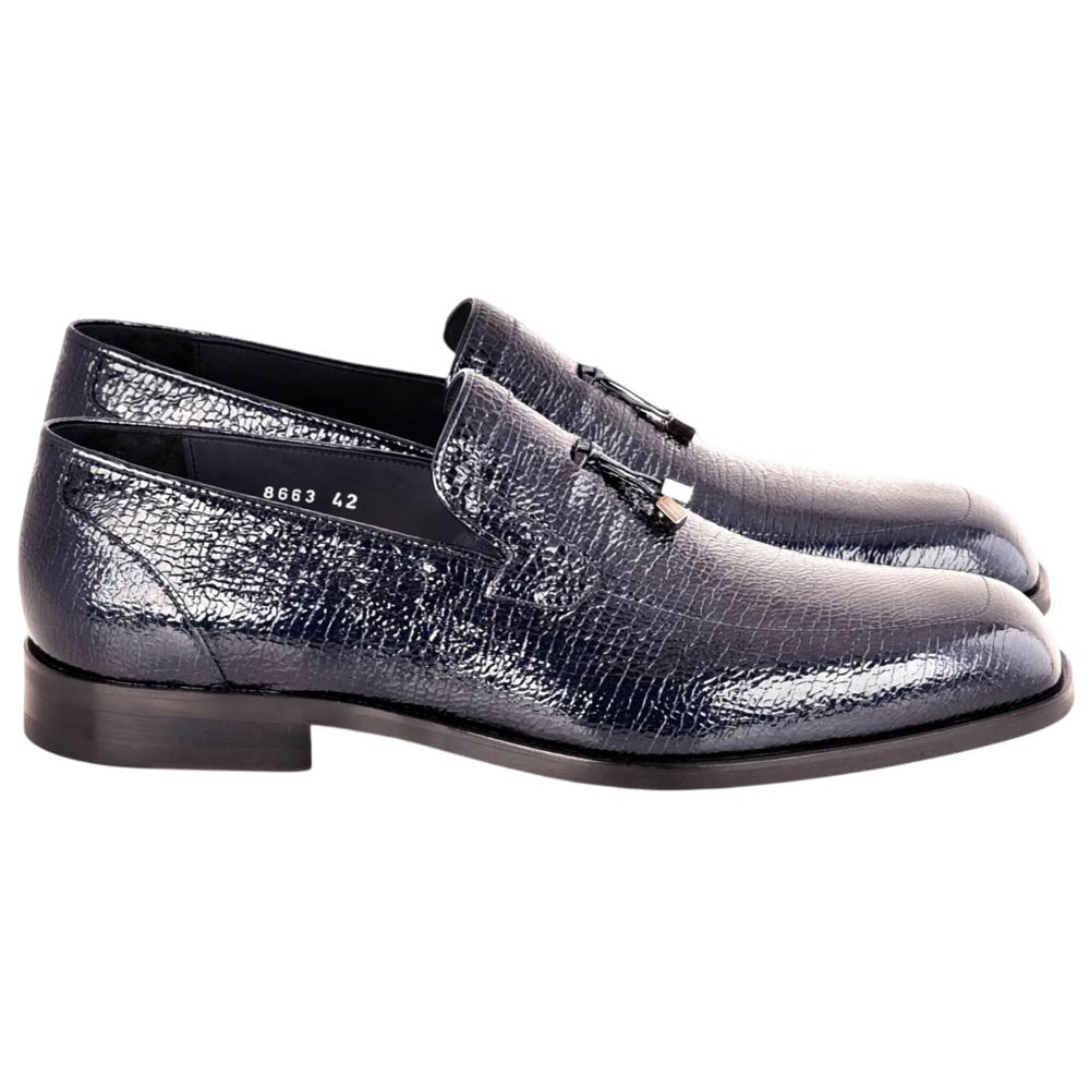 Corrente Men's Vita Leather Tassel Loafer - Navy