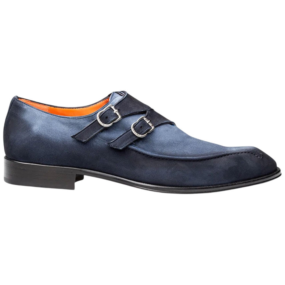 Mezlan Cascade Suede Double Monk Strap - Men's Indigo Modern Double Monk