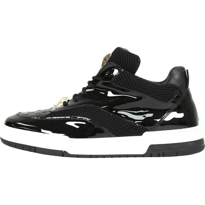 Mauri Breeze Men's Black Exotic Crocodile / Fabric / Patent Leather Casual Sneaker
