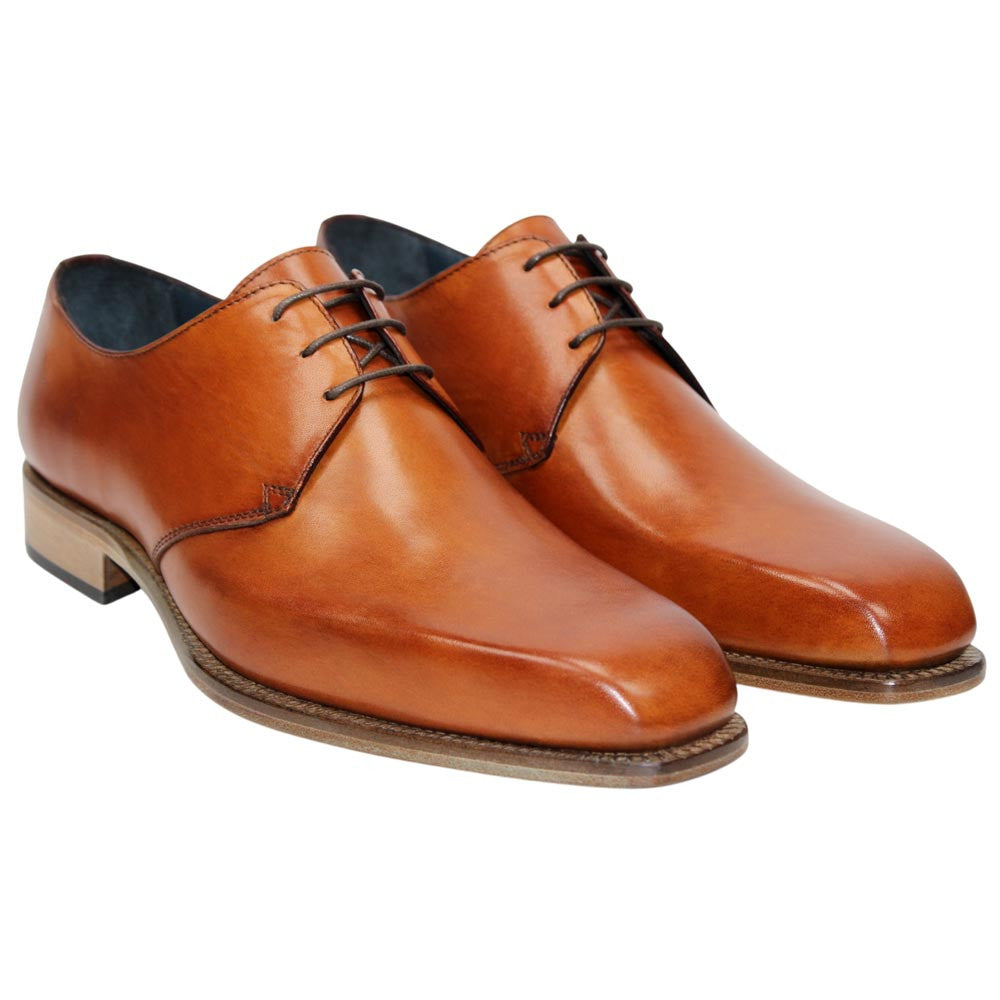 DUCA Sermoneta Cognac Men's Italian Calf Leather Derby Dress Shoes