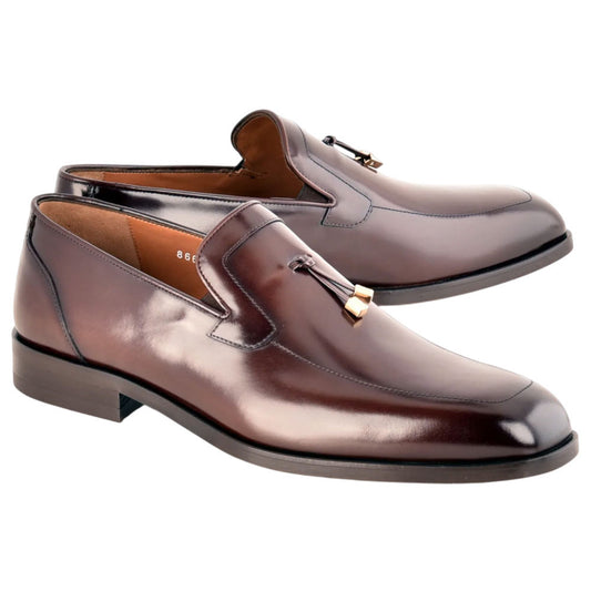 Corrente Men's Lux Leather Tassel Loafer - Dark Brown