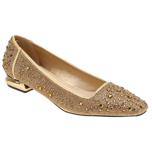 Lady Couture Fever Women's Gold Rhinestone Crystal Pointed Toe Dress Shoes