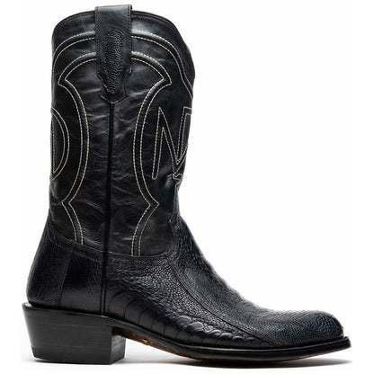 Denver Genuine Ostrich Leg Skin Black Cowboy Boot | Marco Di Milano Western Boots