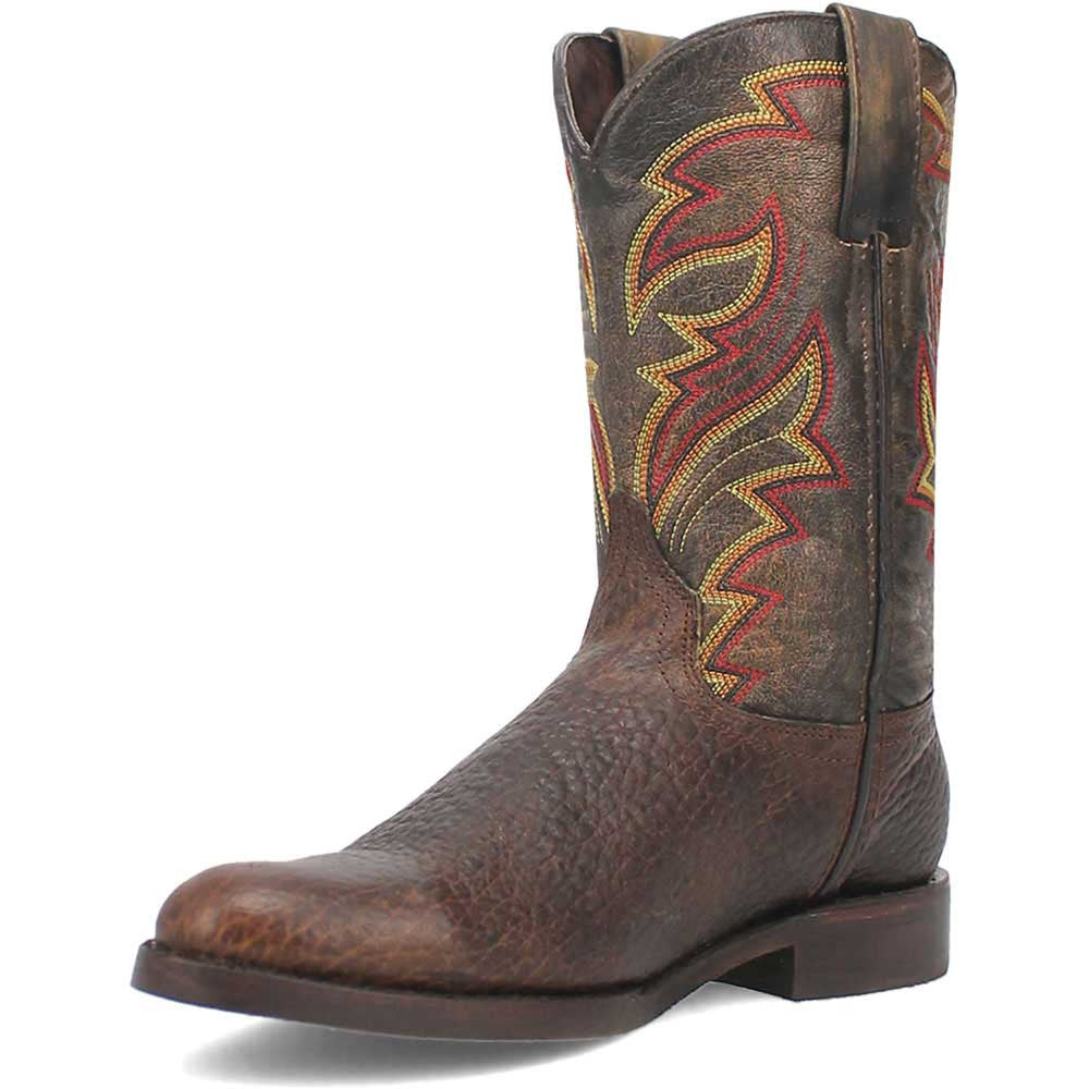 Dingo's Young Gun Round Toe Brown and Orange Western Leather Boots