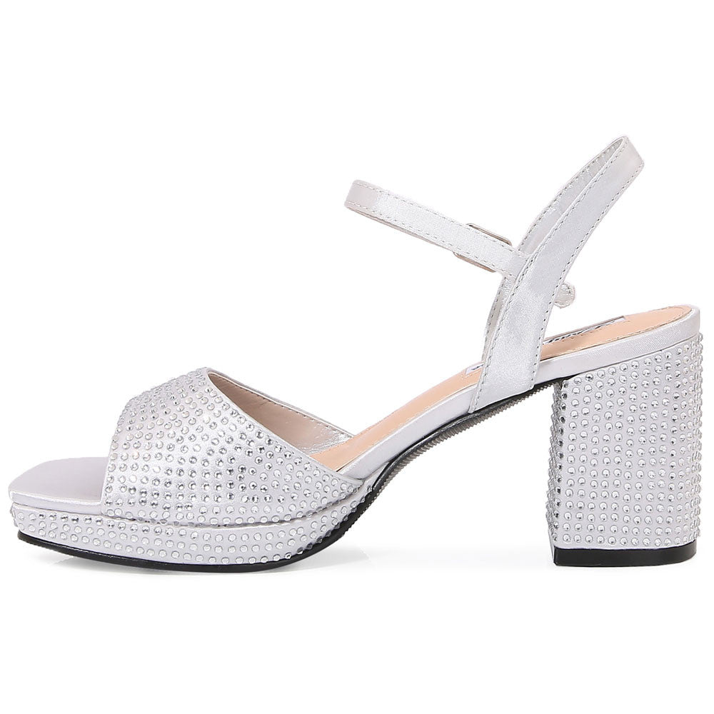 Lady Couture Judy 3” Block Heel Sandals in Silver