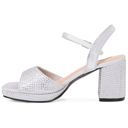 Lady Couture Judy 3” Block Heel Sandals in Silver