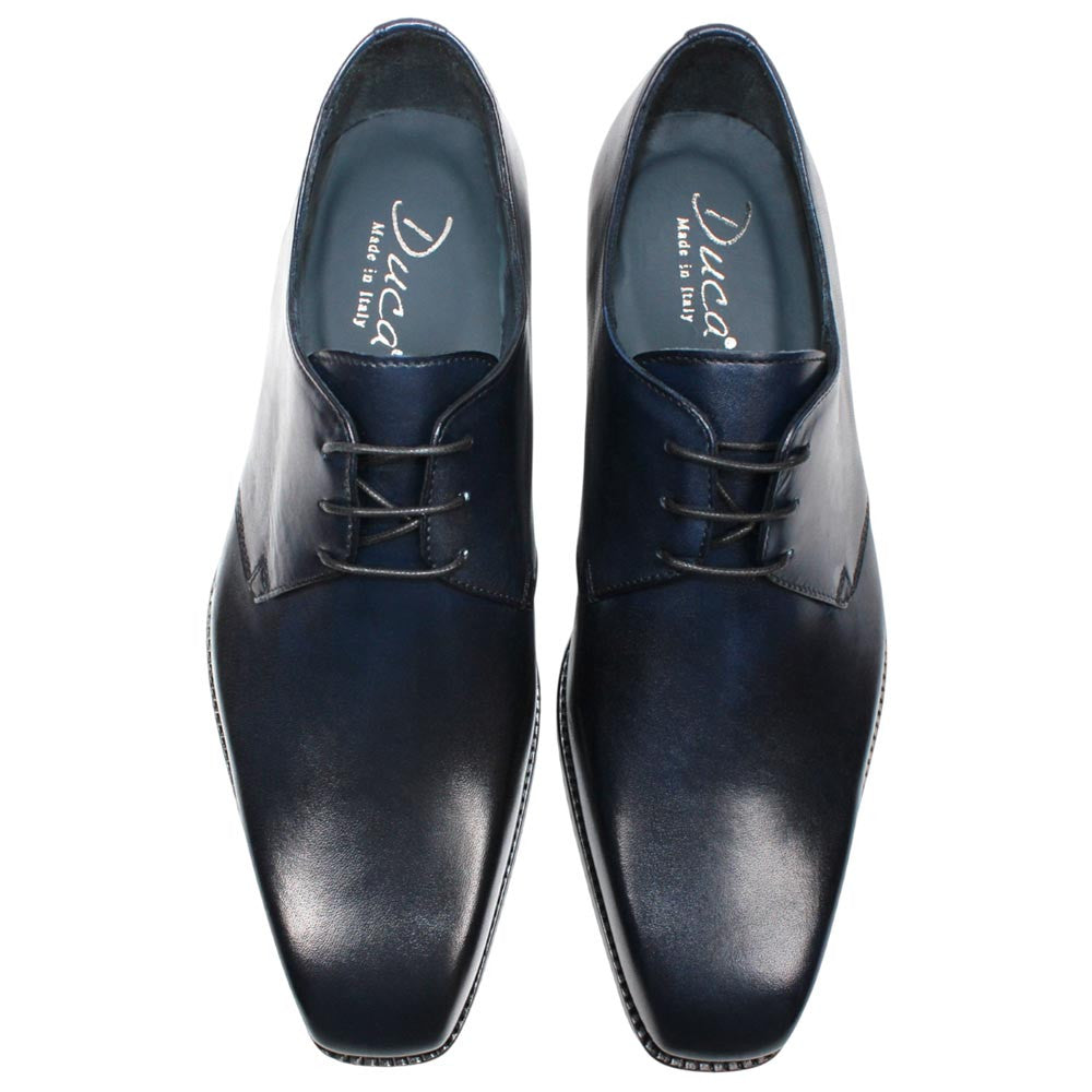 DUCA Sermoneta Navy Men's Italian Calf Leather Derby Dress Shoes