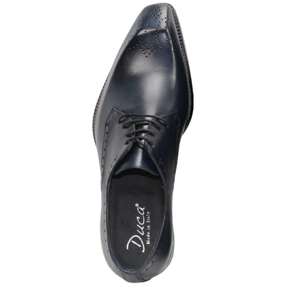 Duca Arpino Navy Blue Genuine Italian Calfskin Lace-Up Shoes