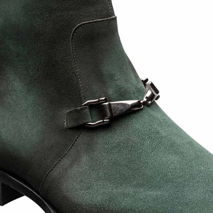 Mezlan Mystic Suede Ornament Boot - Men's Forest Asymmetric Ankle Dress Boot