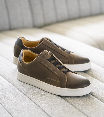 Monopoli Elastic Lace To Toe Sneaker | Florsheim Brown CH Dress Sneakers for Men