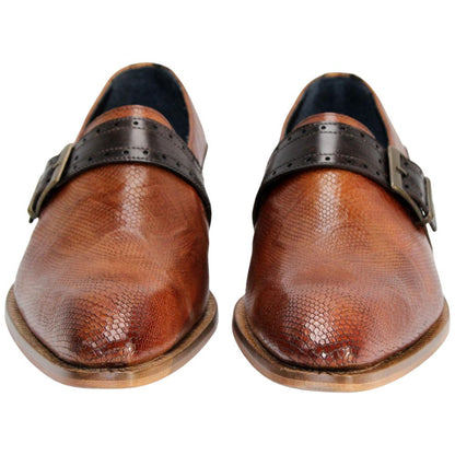 Duca Sezze Men's Cognac/Chocolate Snake Print/Calf-Skin Leather Loafers