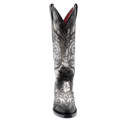 Ferrini Masquerade Silver Metallic Full Grain Snipped Toe Leather Boots