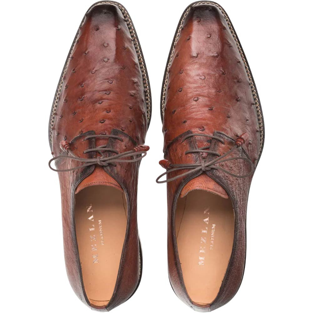 Mezlan Men's Tillson Exotic Ostrich Blucher in Brandy