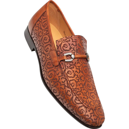 Mezlan Men's Alcaraz Laser-Embossed Bit-Saddle Slip-On in Cognac