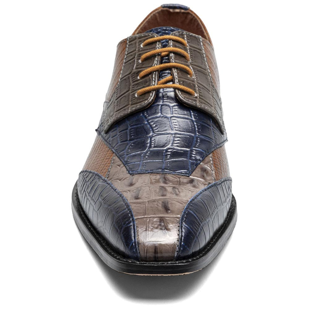 Tristano Modified Bike Toe Oxford | Stacy Adams Dress Shoes in Gray & Blue
