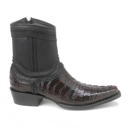 Los Altos Black Cherry Caiman Tail Low Shaft European Square Toe Men's Boot