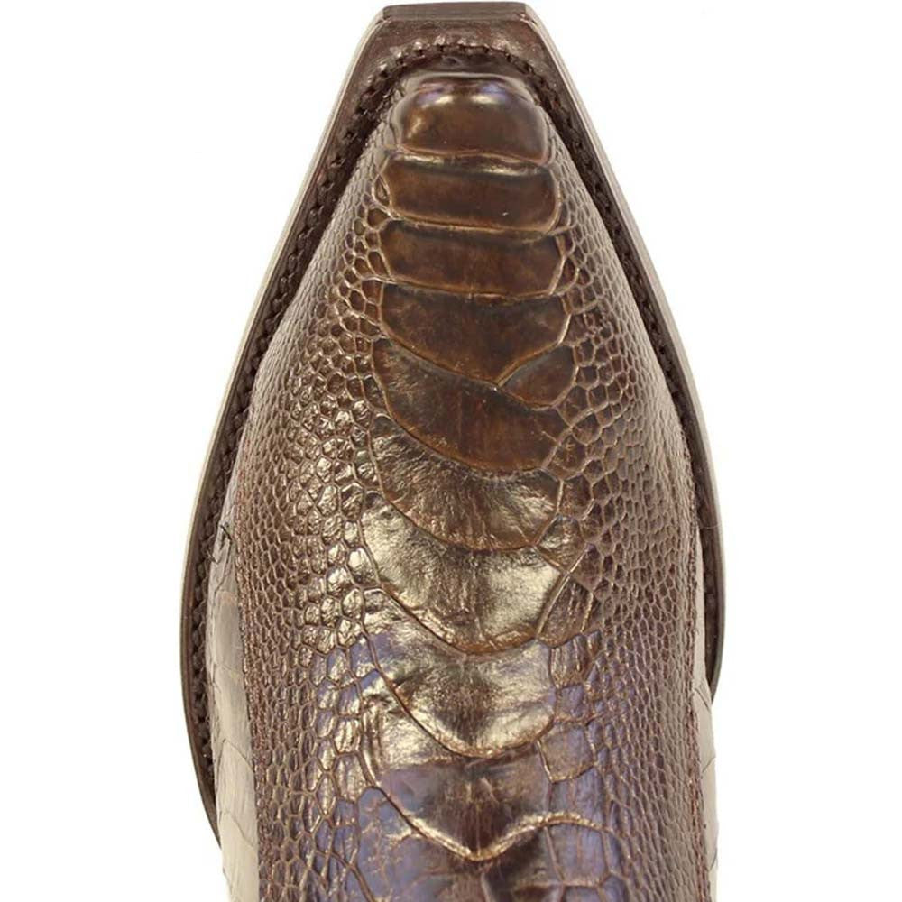 Los Altos Brown Snip Toe Genuine Ostrich
