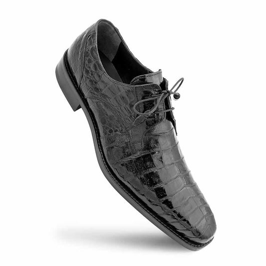 Mezlan of Spain Genuine Crocodile Skin Black Derby Shoes ANDERSON (USA Men Size)