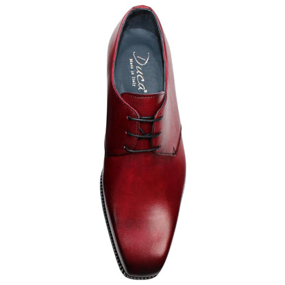 DUCA Sermoneta Antique Red Men's Italian Calf Leather Derby Dress Shoes