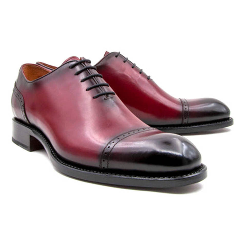 UGo Vasare Anthony Men’s Burgundy Cap Toe Shoes - Smooth Calf Leather Hand-Stitched in Style