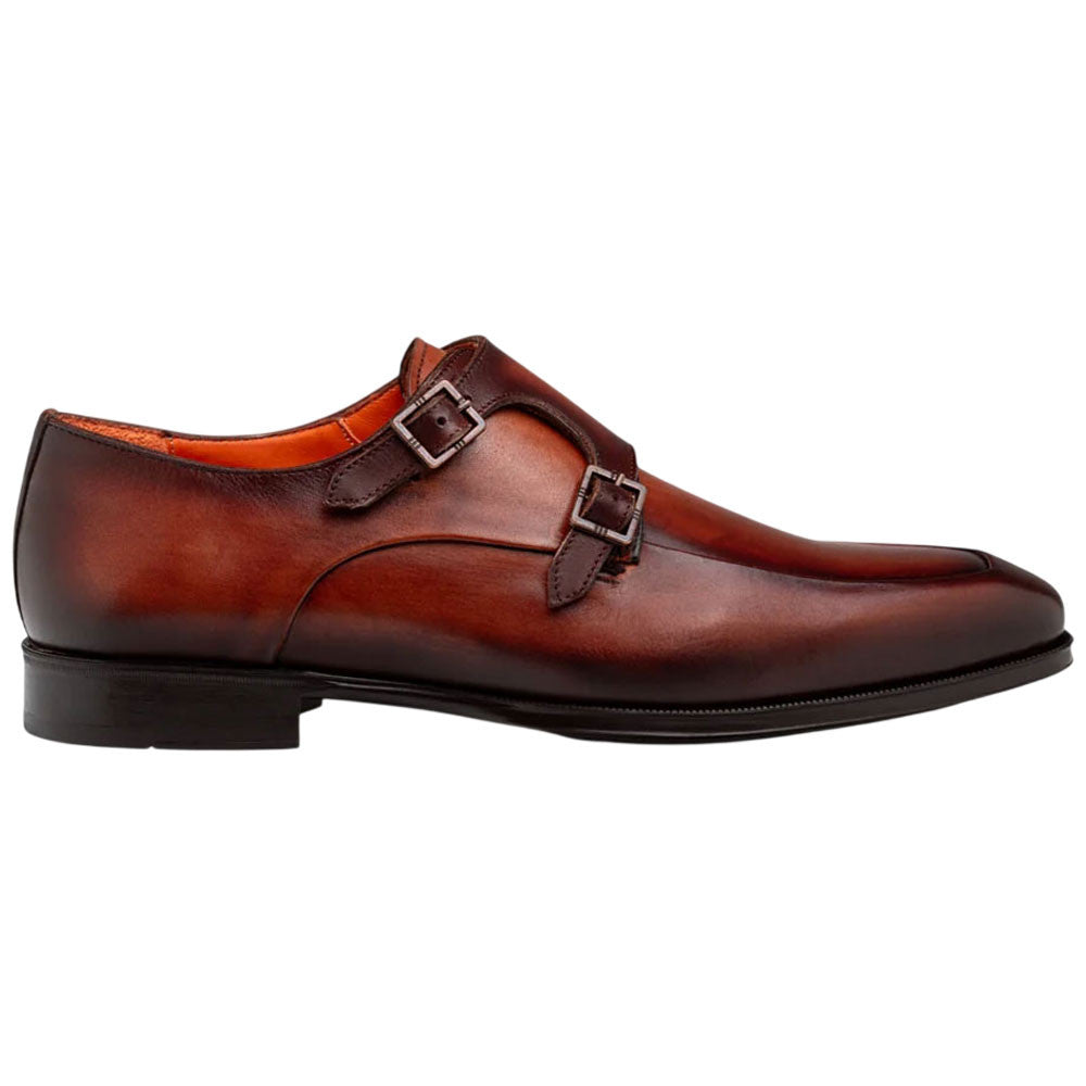 Mezlan Berkshire Double Monk Strap - Men's Cognac/Rust Patina Calfskin