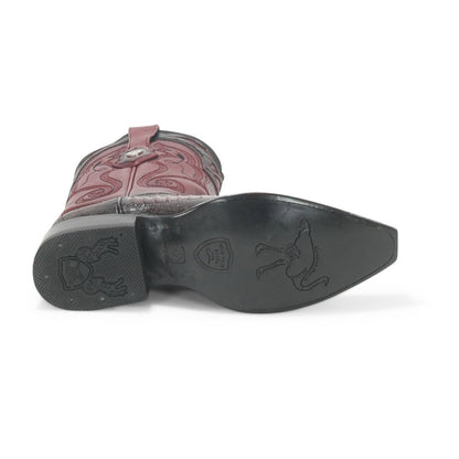 Wild West Burgundy Ostrich Leg Snip Toe Boots