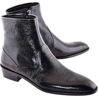 Corrente Men’s Vita Leather Black Plain Toe Boot