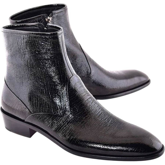 Corrente Men’s Vita Leather Black Plain Toe Boot