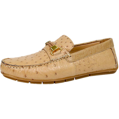 Mauri Sprinter Men's Dune Exotic Ostrich Horsebit Slip-On Driver Shoes